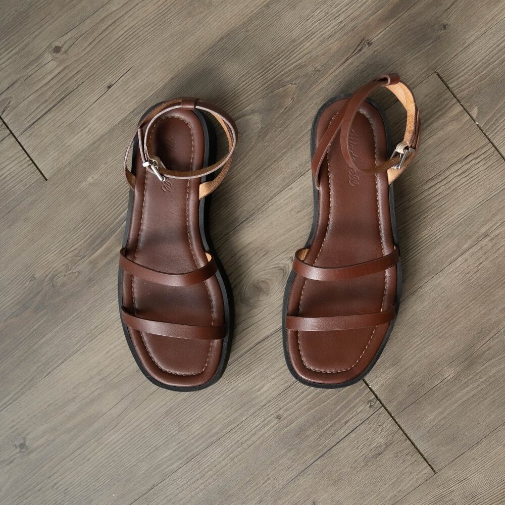 Madewell Double Strap Leather Sandal in Brown
